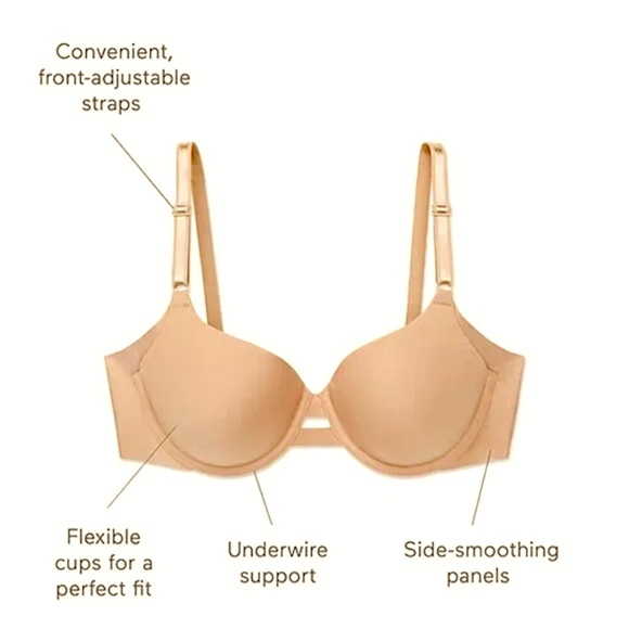 WARNERS Simply Perfect Underwire Tan Beige Bra TA4356 Womens 36C - Picture 10 of 11